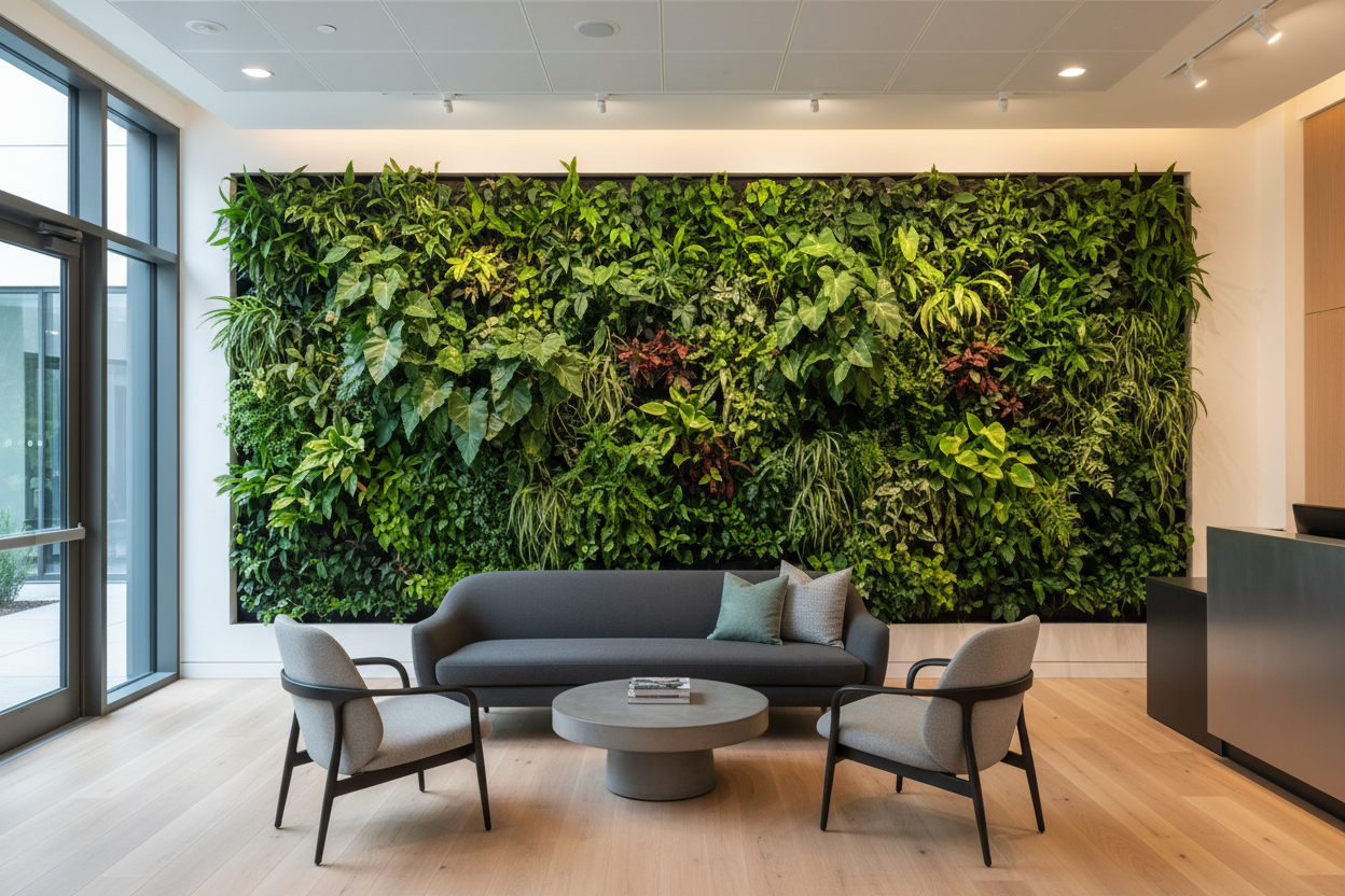 Living green wall in lobby